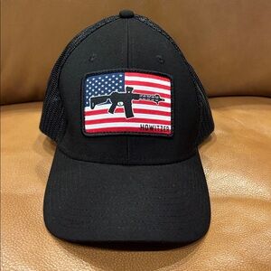 Howitzer Black with Flag Trucker Cap with American Flag Patch